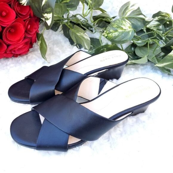 Cole Haan Black Leather Wedge Platform Grand 360 Criss- cross - Picture 4 of 10